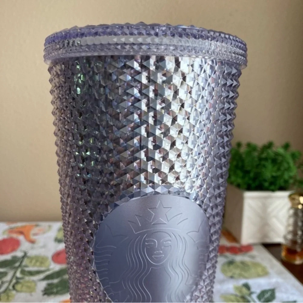 Starbucks Platinum silver stud tumbler MISSING STRAW